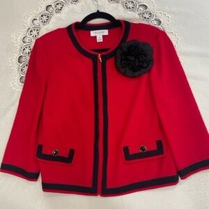 St John knit jacket , Size 6, Red